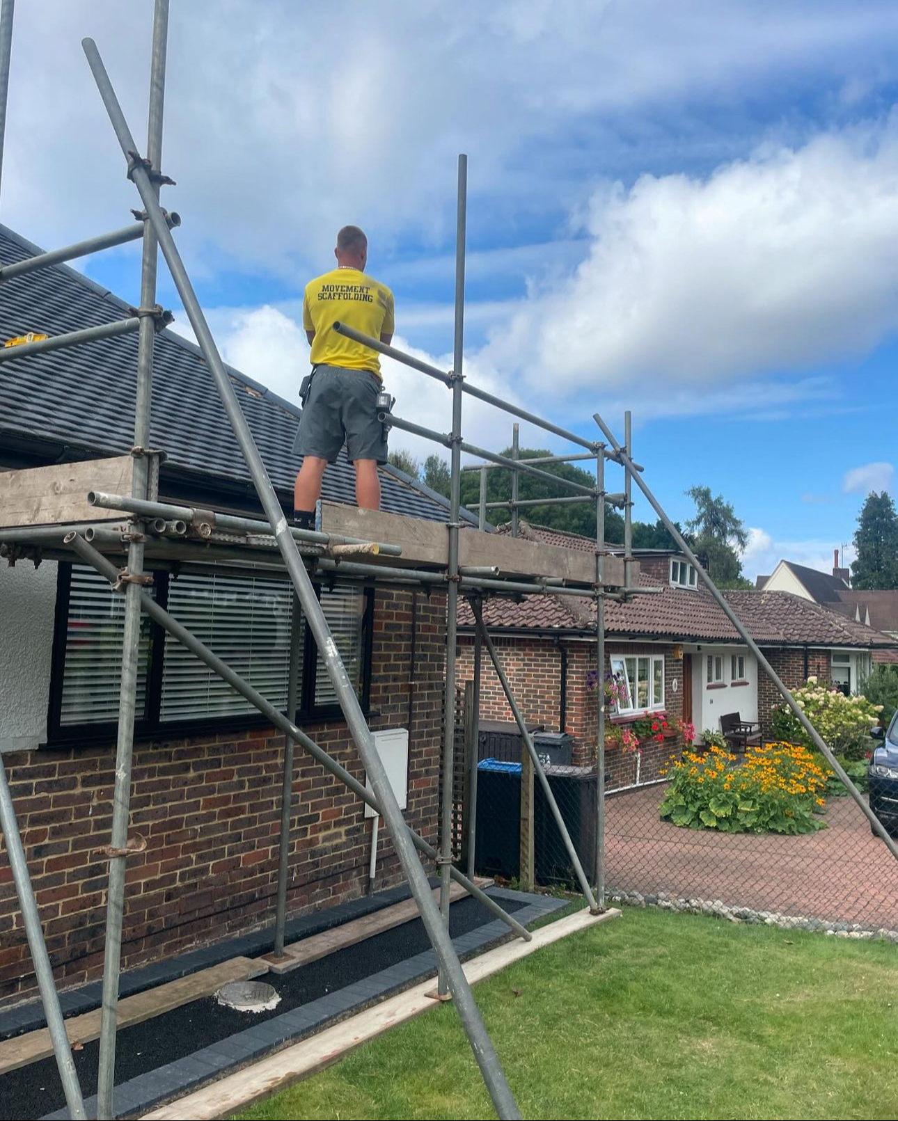 Commercial building maintenance scaffolding